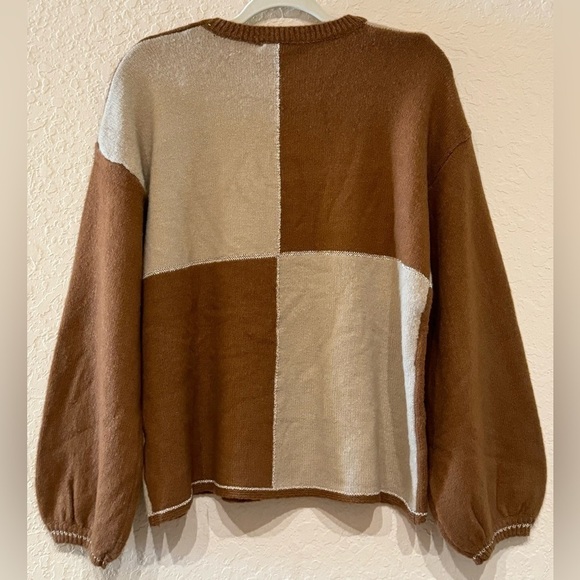 NEW Andree By Unit Colorblock Pullover Sweater Metallic Thread Detail Size S - Picture 7 of 10